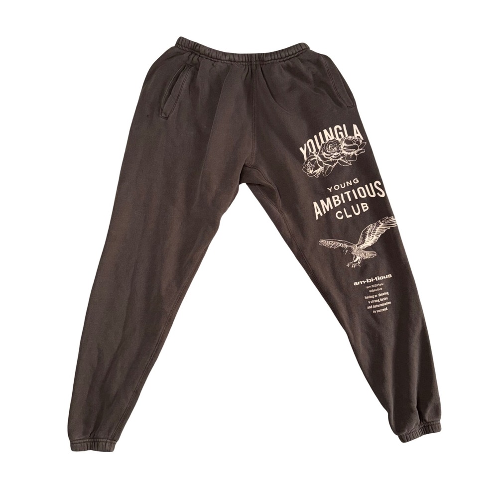 YoungLA Sweatpants Mens Small Brown Good Young Ambitious Club Graphic Joggers